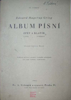 Grieg, Edvard Hagerup - Album písní (vyšší hlas)