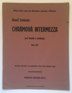 Svoboda, Hanuš - Chrámová Intermezza pro housle a varhany, Op. 356