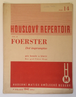 Foerster, Jos. B. - Dvě impromptus pro housle a klavír