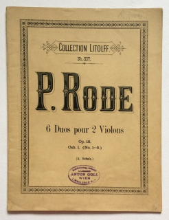 Rode, P. - 6 Duos pour 2 Violons, Op. 18, Cah. 1. (No. 1-3)