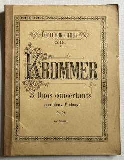 Krommer, Franz - 3 Duos concertants pour deux Violons, Op. 54