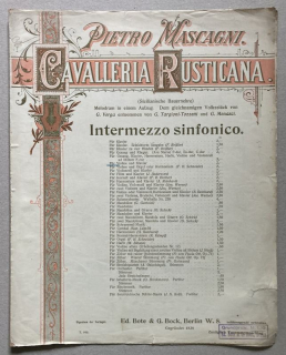 Mascagni, Pietro - Cavalleria Rusticana. Intermezzo sinfonico. Pro housle a klavír