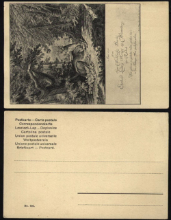 Myslivecká pohlednice (dle staré rytiny)