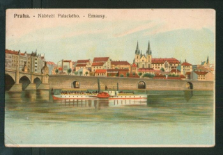 Praha - Nábřeží Palackéhe - Emausy - litografie