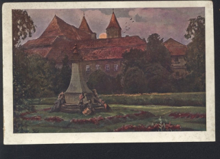 Klatovy - Sady Komenského s pomníkem geologa Krejčího