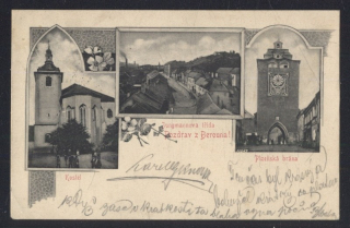 Pozdrav z Berouna! Kostel. Jungmannova třída. Plzeňská brána