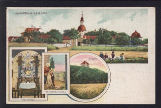 Praha. Bílá Hora. Kostel P. Marie na Bílé Hoře. Hvězda. (Litografie)