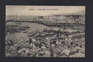 Genova. Panorama da Castelletto. Pohled na přístav