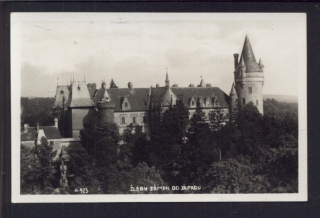 Žleby. Zámek Žleby od západu