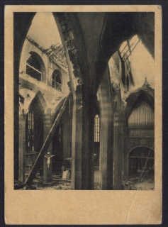 Praha. Emauzský kostel v Praze po vybombardování 14.11. 1945
