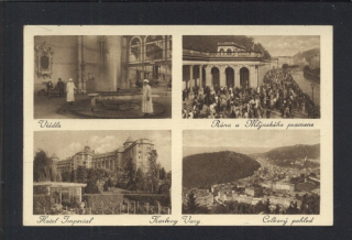 Karlovy Vary. Vřídlo. Mlýnský pramen. Hotel Imperial.