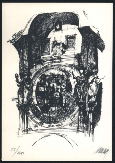 Josef Vrana (*1939) - Praha - Orloj - litografie