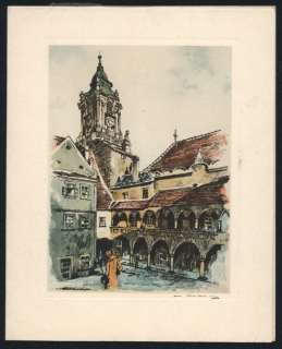 Carl Röhling (1928 - 2002) - Radničné námestie v Bratislavě - litografie