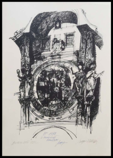 Josef Vrana (*1939) - Praha - Orloj - litografie