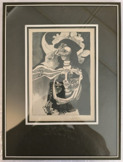 Josef Liesler (1912 - 2005) - Muž s maskou - litografie