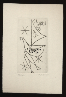 František Peterka (1920 - 2007) - Ex libris G M (suchá jehla)