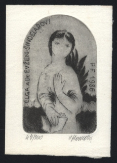 Vladimír Komárek (1928-2002) - PF 1986 Olga a Dr. Evžen Šindelářovi (suchá jehla)