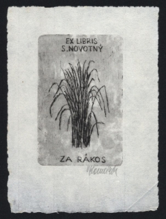 Vladimír Komárek (1928-2002) - Za rákos - Ex libris S. Novotný (suchá jehla)