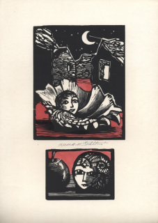 Marie Michaela Šechtlová (1952) - Jasná noc (kolorovaný dřevoryt)