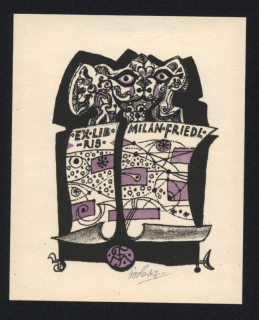 Josef Liesler (1912 - 2005) - Ex libris Milan Friedl (litografie)