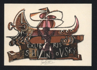 Josef Liesler (1912 - 2005) - Ex libris S. Hlinovský (litografie)