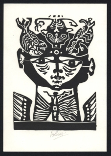 Josef Liesler (1912 - 2005) - PF 1974 - Vladimír Bujárek s rodinou (linoryt)