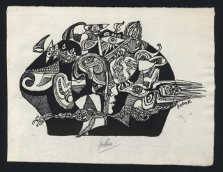 Josef Liesler (1912 - 2005) - Ex libris Lumíra Randýska (litografie)