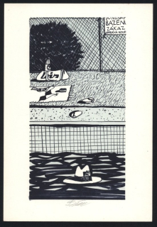 Tomáš Bím (1946) - Bazén (litografie)