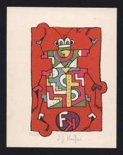 Ladislav Josef Kašpar (1915 - 1997) - Exlibris FK (litografie)