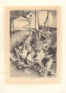 Bohuslav Knobloch (1924 – 1998) - Na pobřeží (litografie)