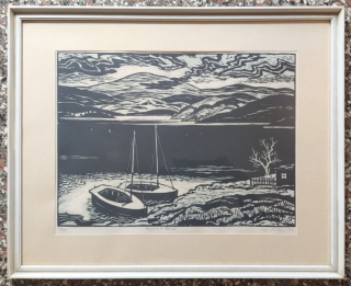 Karel Štěch (1908–1982) - Lipno u Černé (dvoubarevný dřevoryt)
