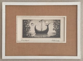 Ludmila Jiřincová (1912-1994) - Spící loď (litografie)
