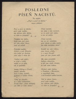 Poslední píseň nacistů (Na nápěv: Pryč a pryč je všecko)