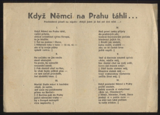 Když Němci na Prahu táhli... (Pochodová píseň na nápěv: Když jsem já šel od své milé)