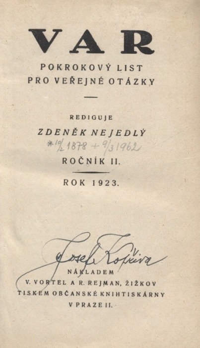 VAR, pokrokový list pro veřejné otázky - ročník 2 (kompletní ročník, 20 čísel) vázáno
