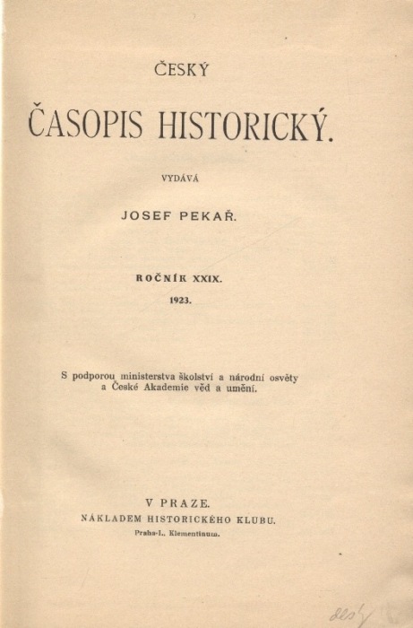 Český časopis historický 1923 (XXIX. ročník) vázáno