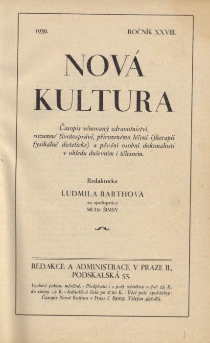 Nová kultura 1939, 1940, 1941 (Ročník XXVIII., XXIX., XXX. )