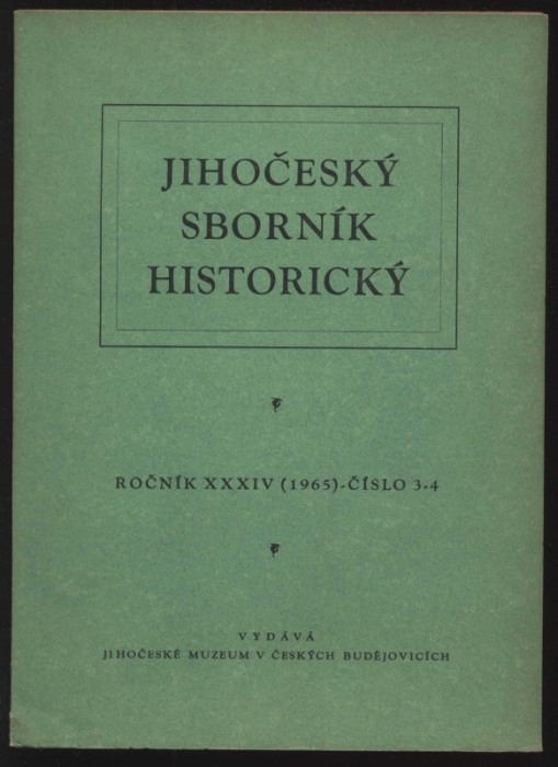 Jihočeský sborník historický 1965 (čísla 1 až 4) ročník 34