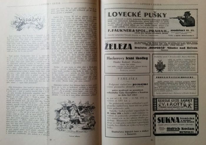 Lovecký obzor 1930. Časopis věnovaný myslivecké vědě a praxi (kompletní 28. ročník, vázáno)
