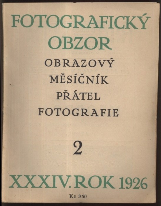 Fotografický obzor 1926. Obrazový měsíčník přátel fotografie (kompletní 34. ročník, 12 čísel)