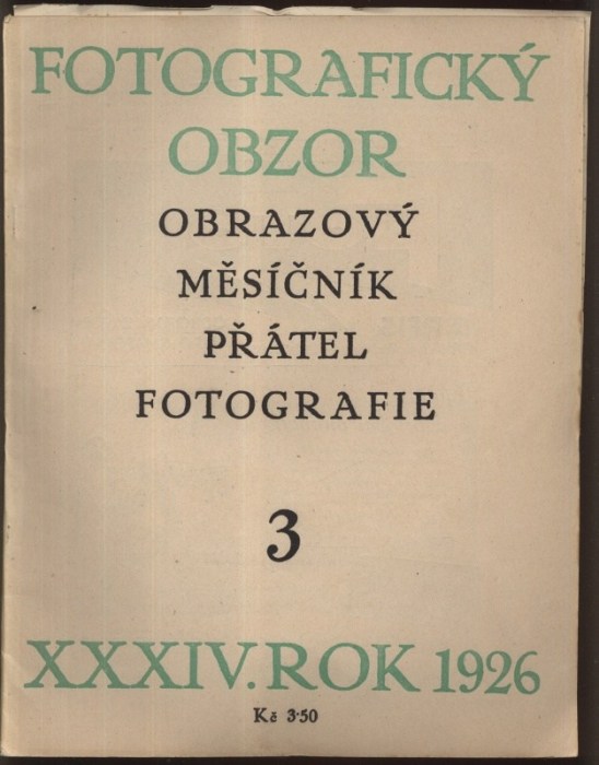 Fotografický obzor 1926. Obrazový měsíčník přátel fotografie (kompletní 34. ročník, 12 čísel)
