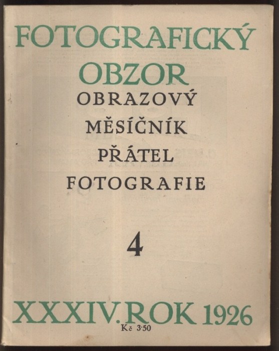 Fotografický obzor 1926. Obrazový měsíčník přátel fotografie (kompletní 34. ročník, 12 čísel)