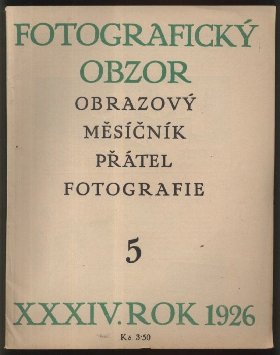 Fotografický obzor 1926. Obrazový měsíčník přátel fotografie (kompletní 34. ročník, 12 čísel)