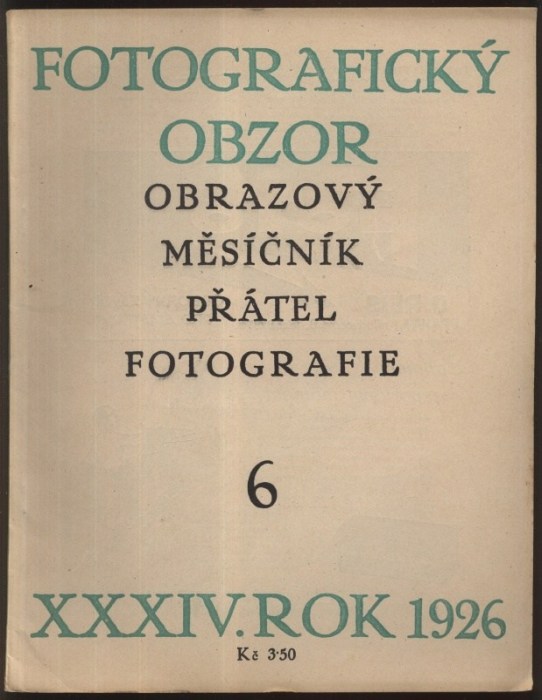 Fotografický obzor 1926. Obrazový měsíčník přátel fotografie (kompletní 34. ročník, 12 čísel)