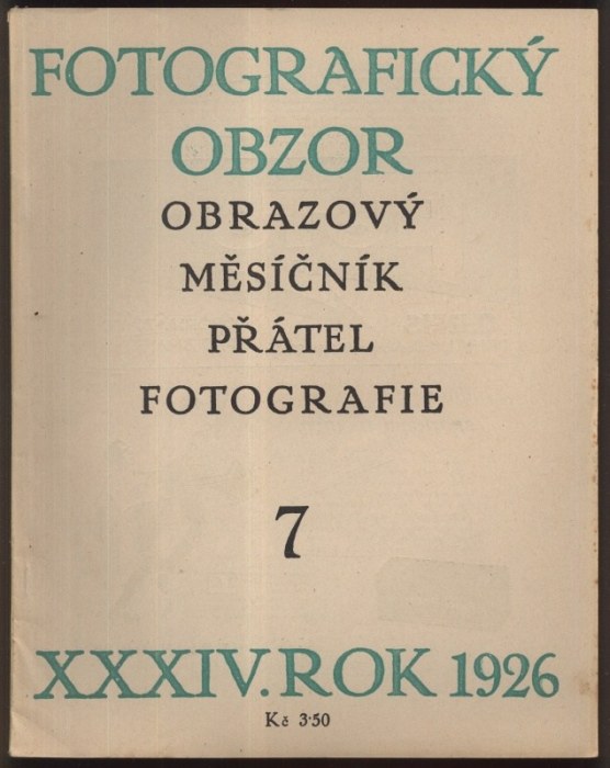 Fotografický obzor 1926. Obrazový měsíčník přátel fotografie (kompletní 34. ročník, 12 čísel)