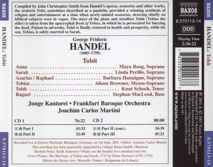 Handel, George Frideric - Tobit (Oratorio in three parts) (2CD)