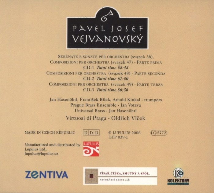 Vejvanovský, Pavel Josef - Complete Set of Orchestral Pieces (3CD)