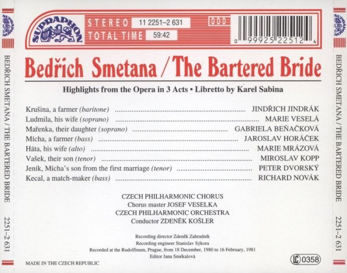 Smetana, Bedřich - Prodaná nevěsta (CD)