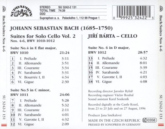 Bach, Johann Sebastian - The Cello Suites Nos. 1, 2, 3 (2 CD)