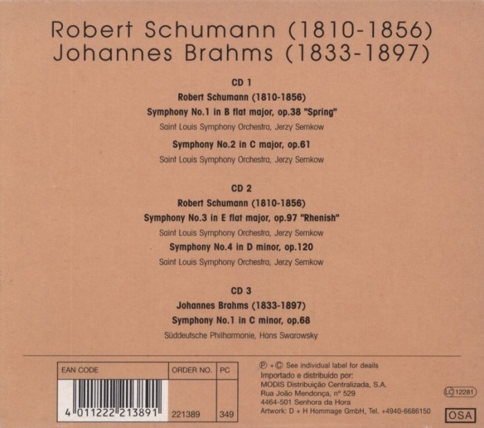 Schumann, Robert / Brahms, Johannes - Symphonies (3 CD)